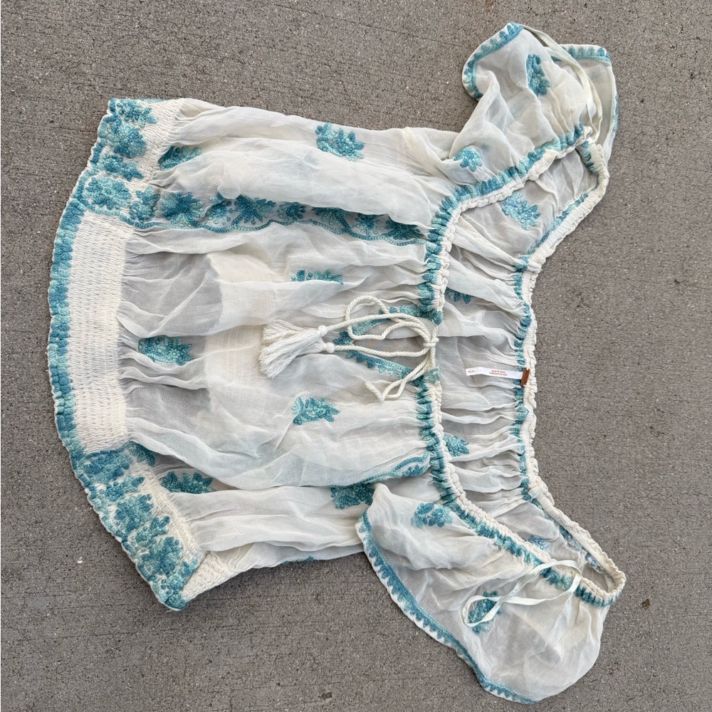 Free People Embroidered Sheer Top Size S.